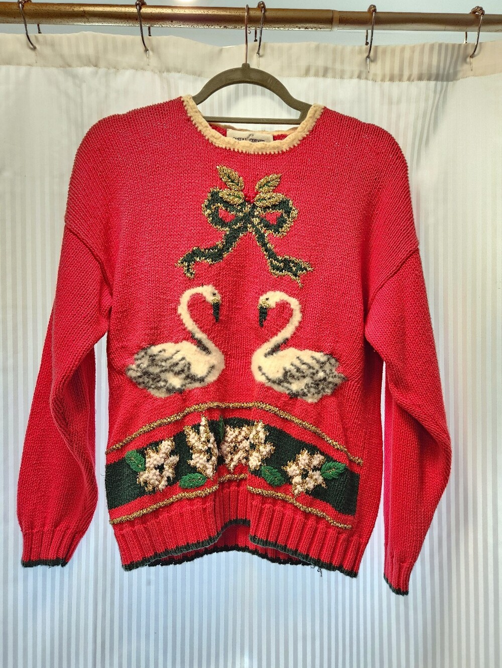 Vintage Christmas Swan Sweater